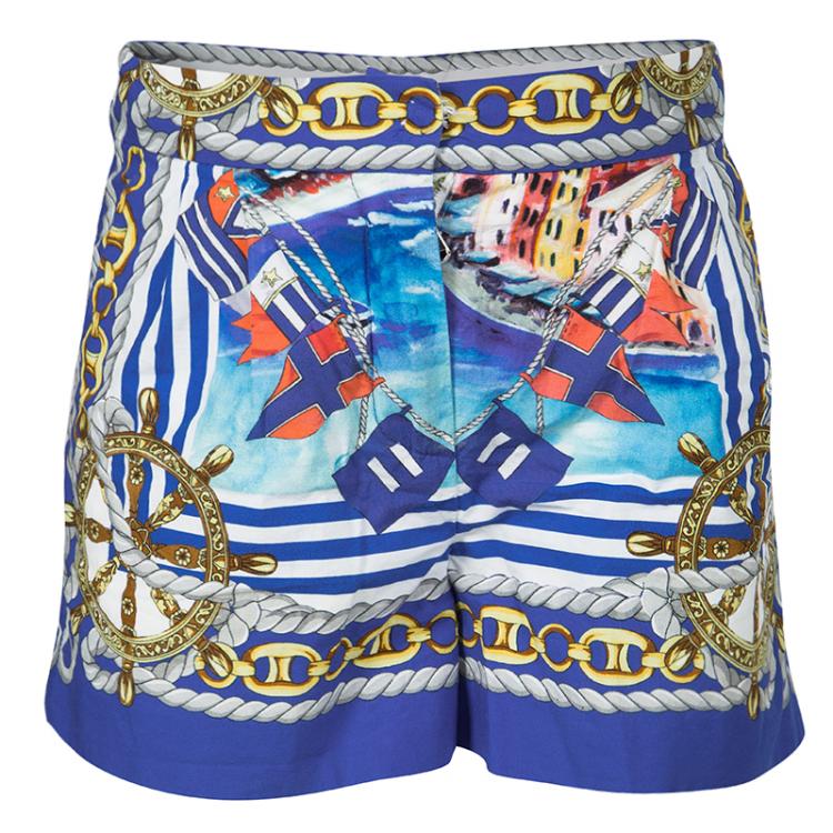 Pre Owned D&G Portofino Printed Cotton Top and Shorts Set 4 Yrs