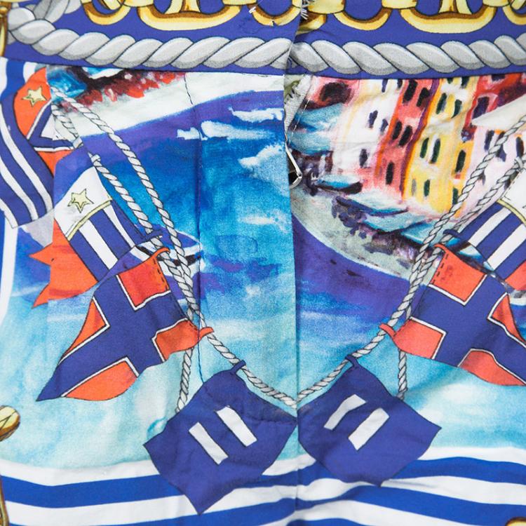 Pre Owned D&G Portofino Printed Cotton Top and Shorts Set 4 Yrs