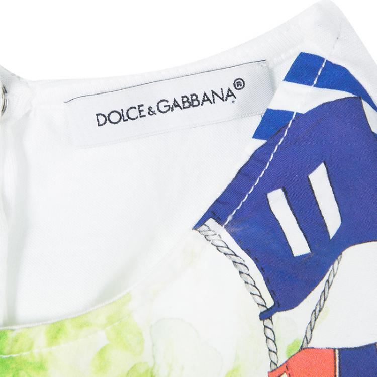 Pre Owned D&G Portofino Printed Cotton Top and Shorts Set 4 Yrs