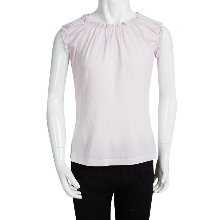 Pre Owned Dolce and Gabbana Pink Jersey Ruffle Detail Sleeveless Top 9-10 Yrs