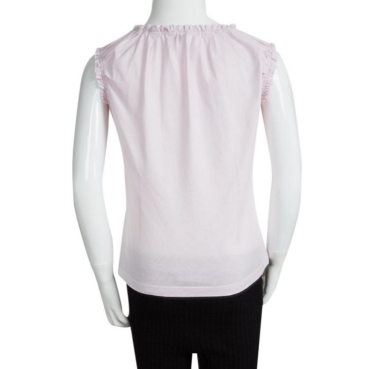 Pre Owned Dolce and Gabbana Pink Jersey Ruffle Detail Sleeveless Top 9-10 Yrs