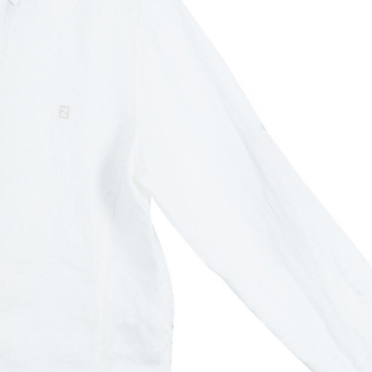 Pre Owned Fendi kids White Linen Shirt 8 Yrs 