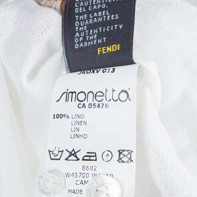 Pre Owned Fendi kids White Linen Shirt 8 Yrs 