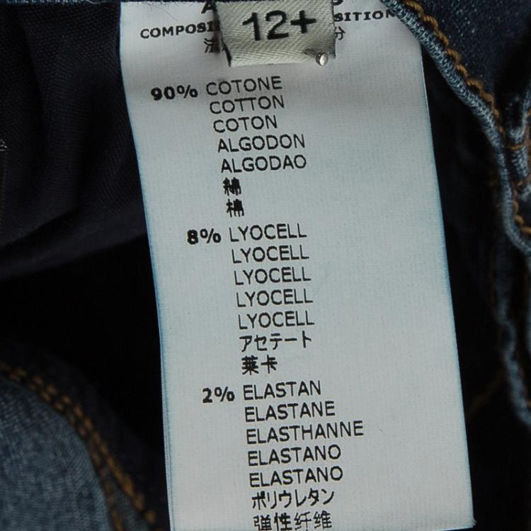 Pre Owned Fendi Indigo Washed Denim Patchwork Detail Bermuda Shorts 12 Yrs