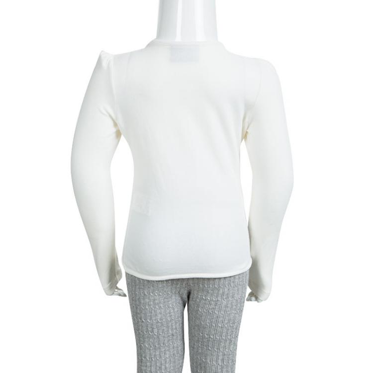 Pre Owned Fendi Kids Off White Logo Detail Embellished Long Sleeve Top 4 YRS