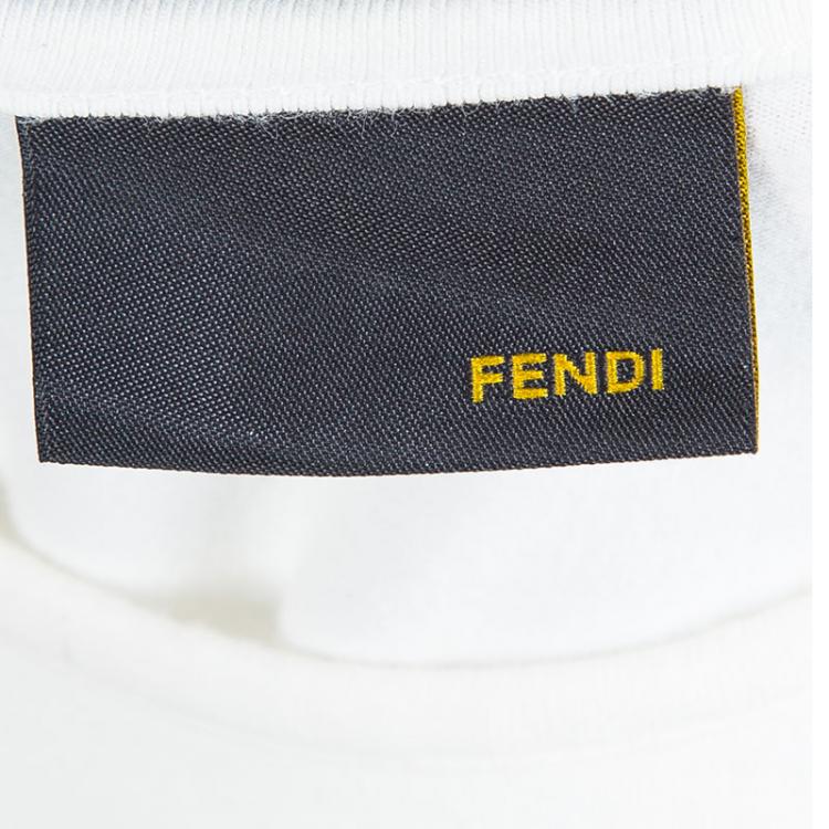 Pre Owned Fendi Kids Off White Logo Detail Embellished Long Sleeve Top 4 YRS