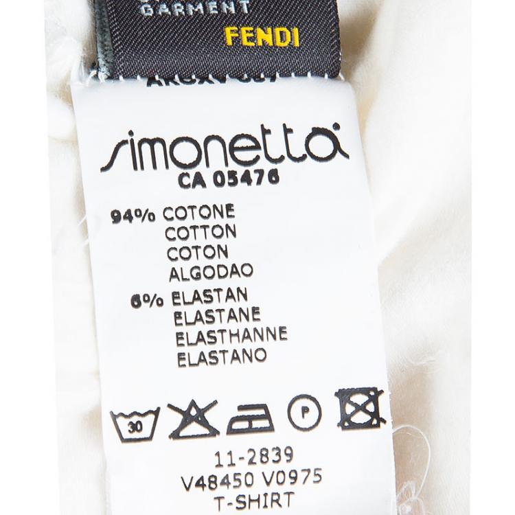 Pre Owned Fendi Kids Off White Logo Detail Embellished Long Sleeve Top 4 YRS