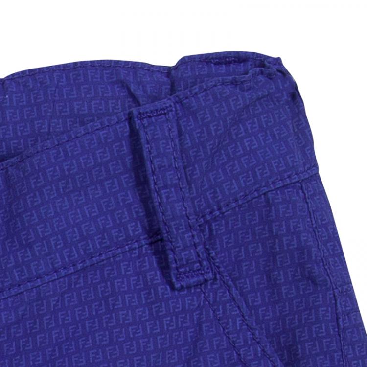 Pre Owned Fendi Blue Monogram Print Bermuda Shorts 2 Yrs