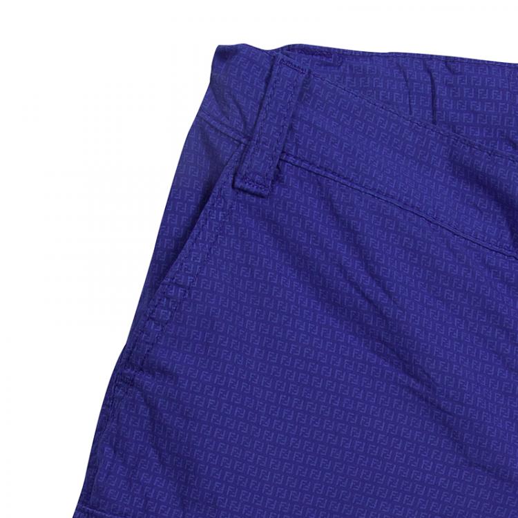 Pre Owned Fendi Blue Monogram Print Bermuda Shorts 2 Yrs