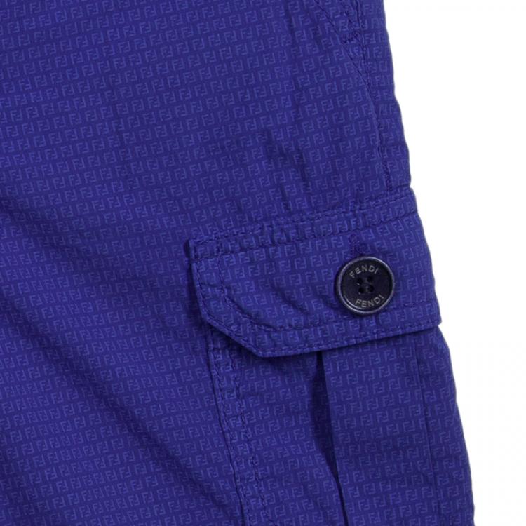 Pre Owned Fendi Blue Monogram Print Bermuda Shorts 2 Yrs