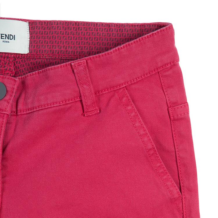 Pre Owned Fendi Red Monogrammed Pocket Flap Detail Pants 8 Yrs