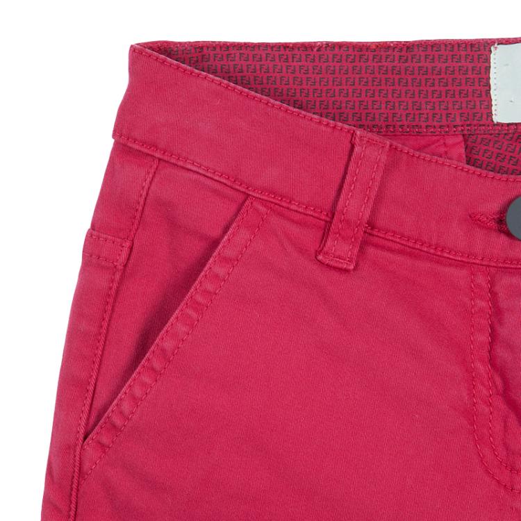 Pre Owned Fendi Red Monogrammed Pocket Flap Detail Pants 8 Yrs