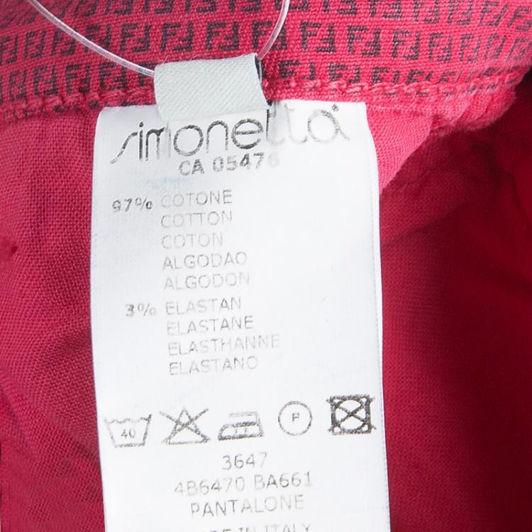 Pre Owned Fendi Red Monogrammed Pocket Flap Detail Pants 8 Yrs
