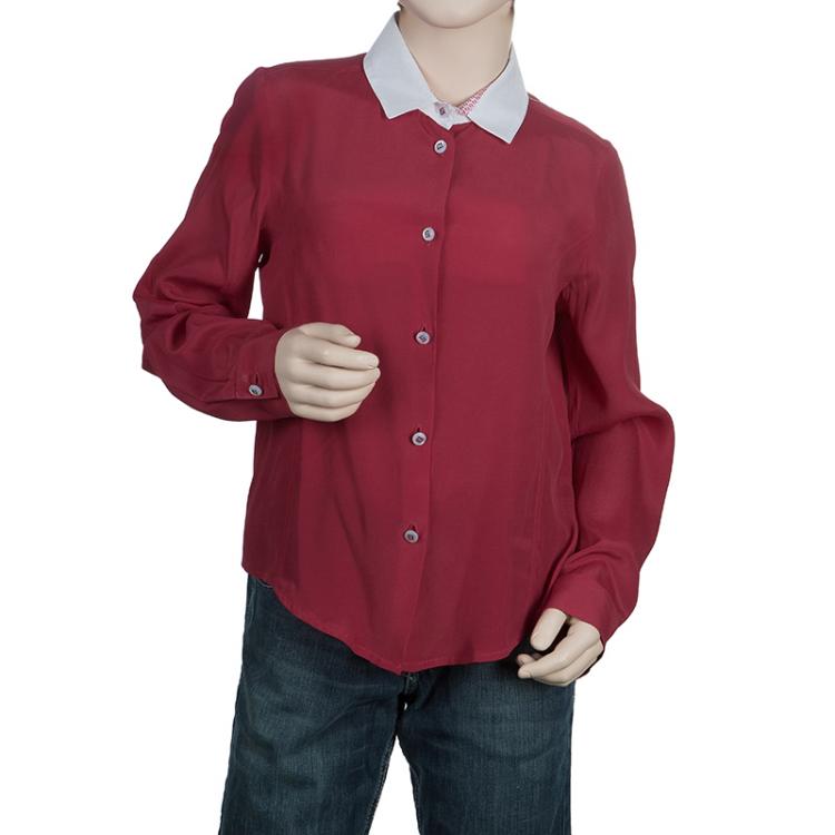 Pre Owned Fendi Dark Pink Contrast Collar Button-Down Shirt 8 Yrs