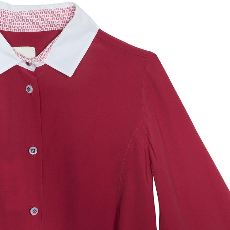 Pre Owned Fendi Dark Pink Contrast Collar Button-Down Shirt 8 Yrs