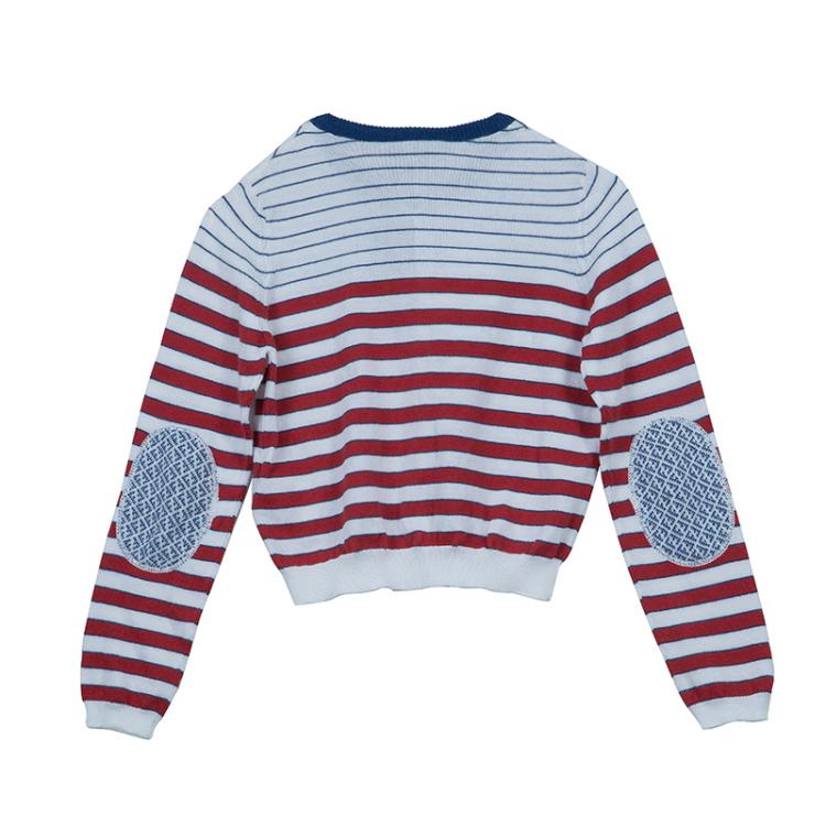 Pre Owned Fendi Multicolor Elbow Patch Detail Striped Cardigan 4 Yrs