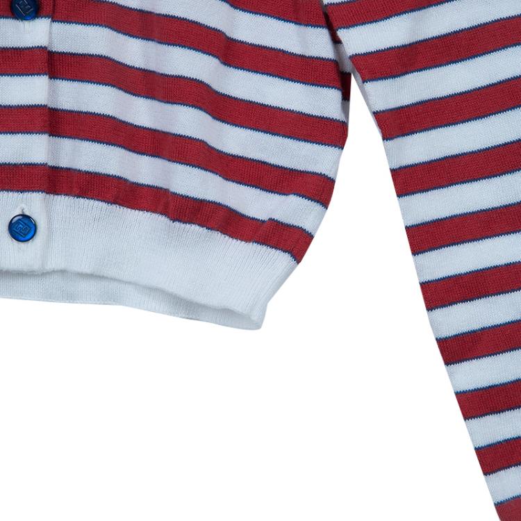 Pre Owned Fendi Multicolor Elbow Patch Detail Striped Cardigan 4 Yrs