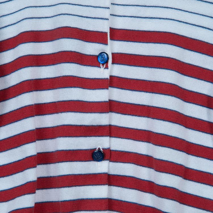 Pre Owned Fendi Multicolor Elbow Patch Detail Striped Cardigan 4 Yrs