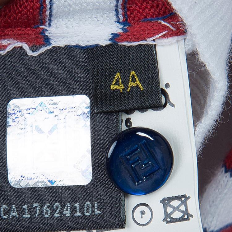 Pre Owned Fendi Multicolor Elbow Patch Detail Striped Cardigan 4 Yrs