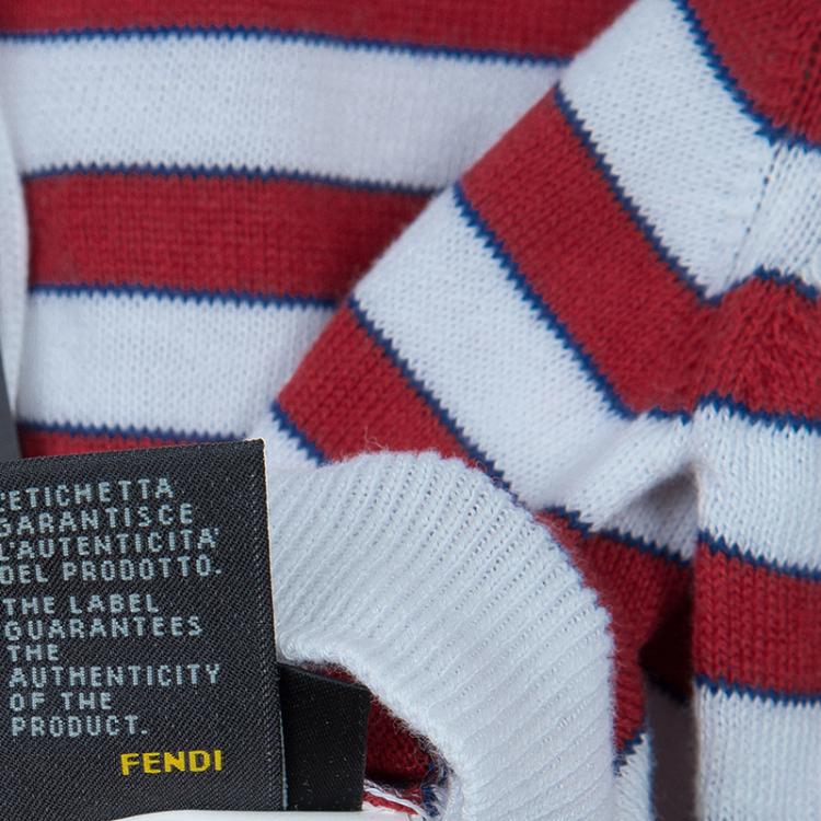 Pre Owned Fendi Multicolor Elbow Patch Detail Striped Cardigan 4 Yrs