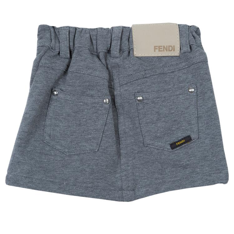 Pre Owned Fendi Grey Jersey Mini Skirt 9 Months