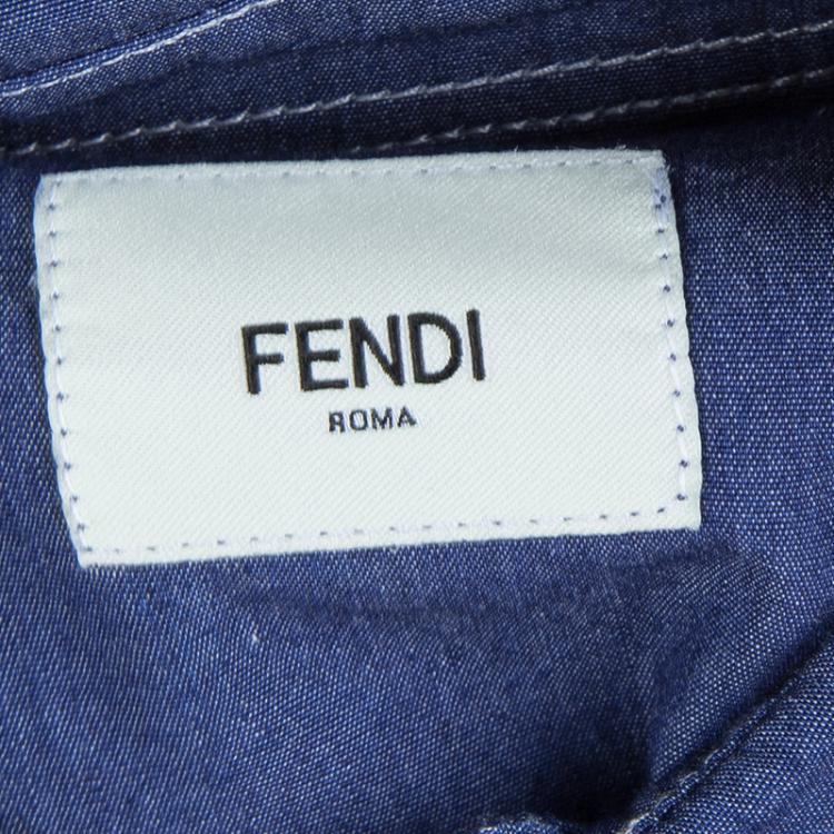 Pre Owned Fendi Indigo Chambray Long Sleeve Buttondown Shirt 6 Yrs