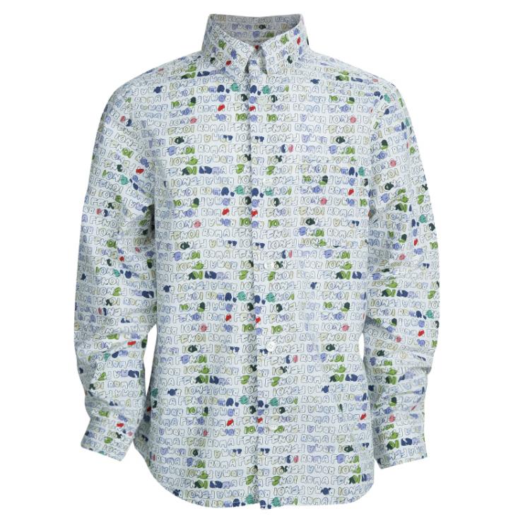 Fendi Multicolor Logo Printed Long Sleeve Buttondown Cotton Shirt 6 Yrs Fendi TLC