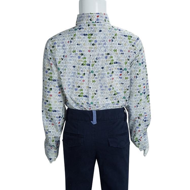 Pre Owned Fendi Multicolor Logo Printed Long Sleeve Buttondown Cotton Shirt 6 Yrs