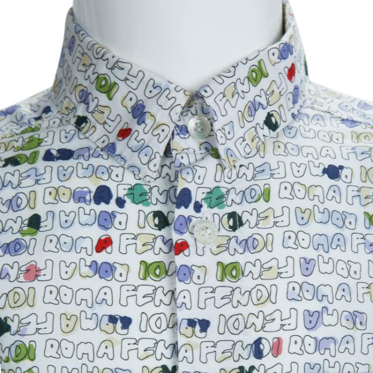 Pre Owned Fendi Multicolor Logo Printed Long Sleeve Buttondown Cotton Shirt 6 Yrs