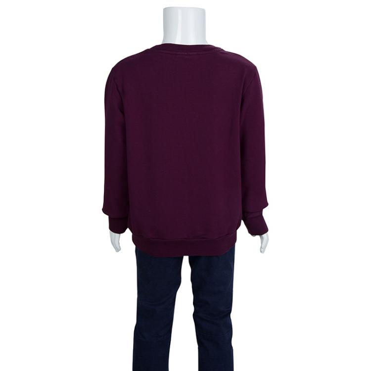 Pre Owned Fendi Burgundy Knit Crew Neck Sweatshirt 6 Yrs