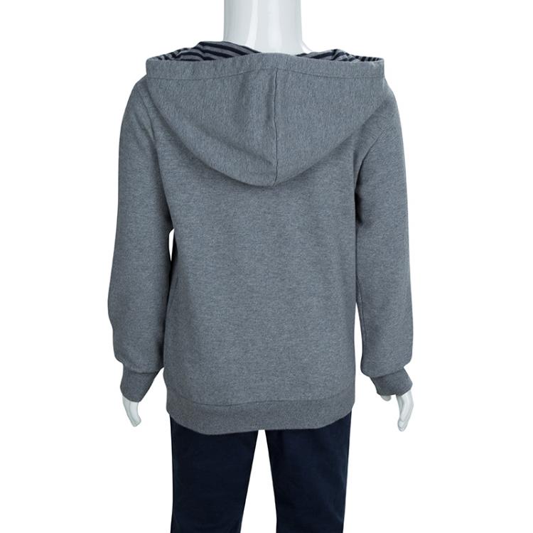 Pre Owned Fendi Grey Knit Monster Face Hooded Sweatshirt 5 Yrs