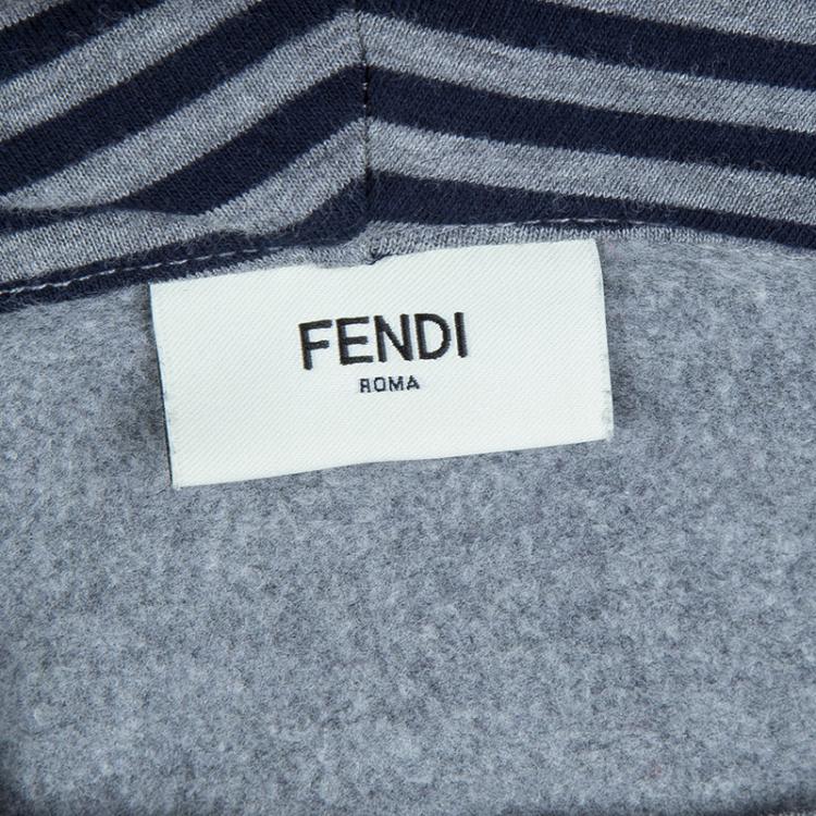 Pre Owned Fendi Grey Knit Monster Face Hooded Sweatshirt 5 Yrs