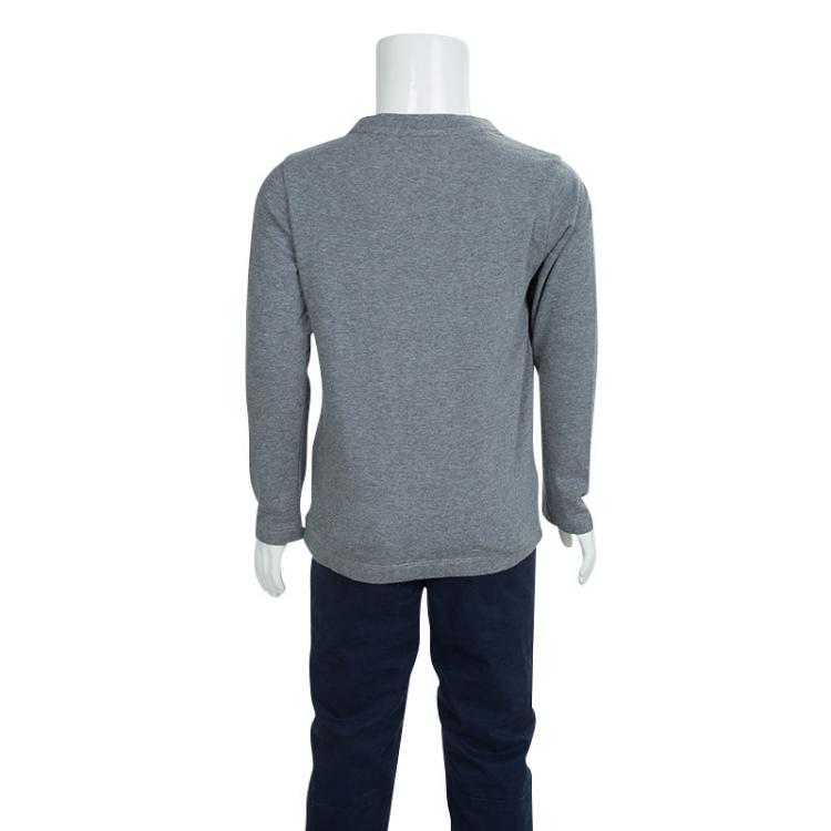 Pre Owned Fendi Grey Graphic Print Long Sleeve Crew Neck T-Shirt 5 Yrs