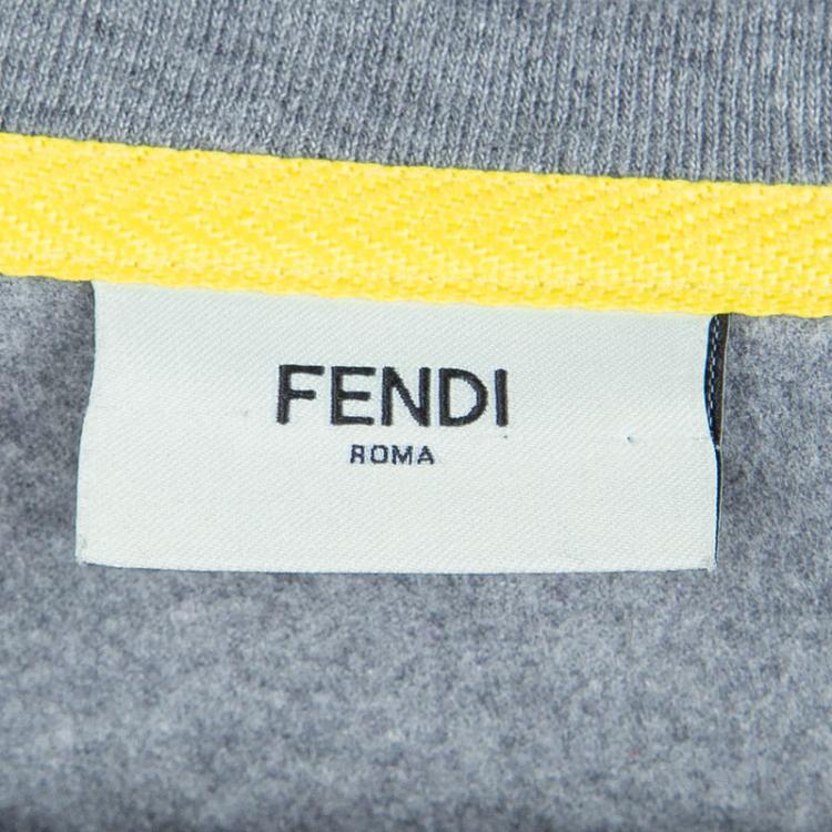 Pre Owned Fendi Grey Graphic Print Long Sleeve Crew Neck T-Shirt 5 Yrs