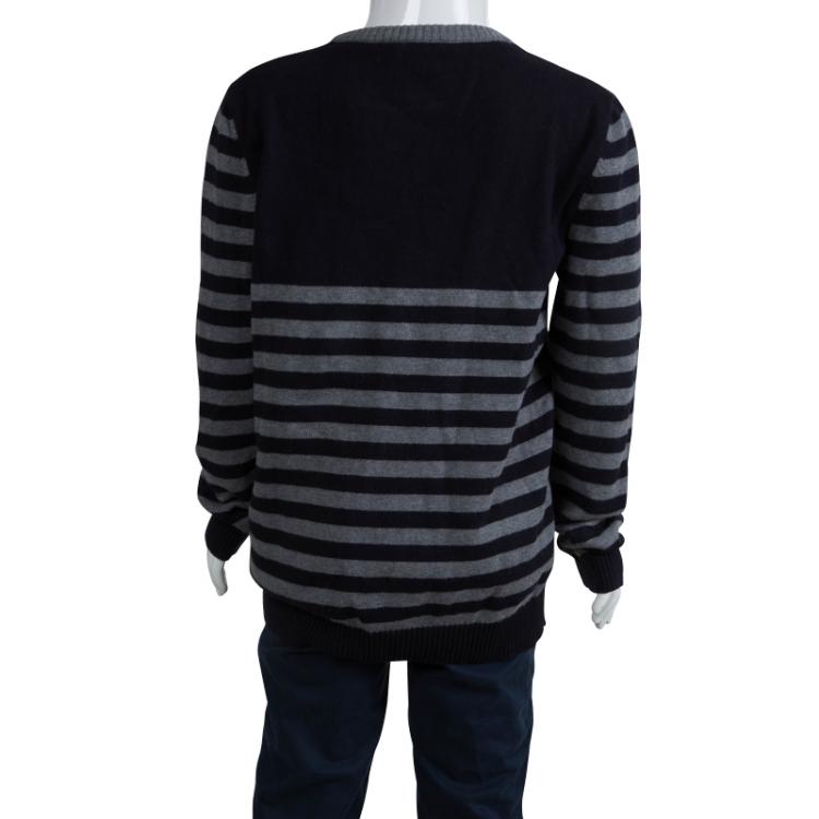 مملوكة مسبقًا Fendi Navy Blue Striped Monster Sweater 8 Yrs