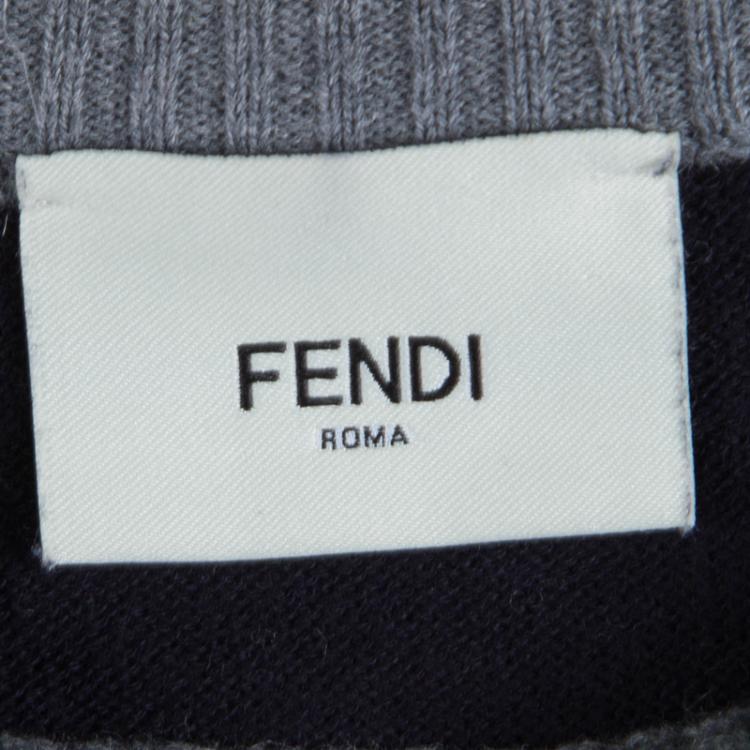 مملوكة مسبقًا Fendi Navy Blue Striped Monster Sweater 8 Yrs