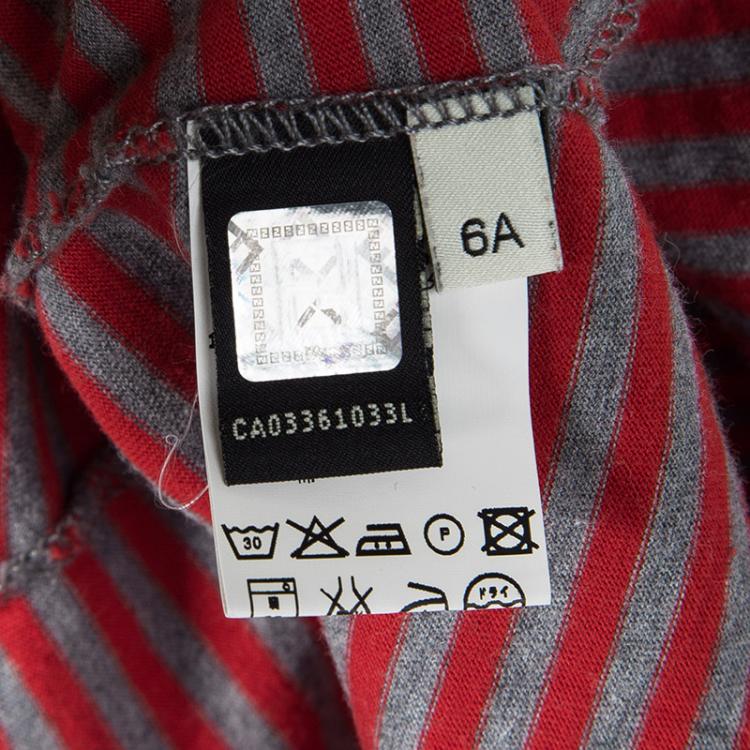 Pre Owned Fendi Red Striped Jersey Long Sleeve Ruffle Bottom Dress 6 Yrs 