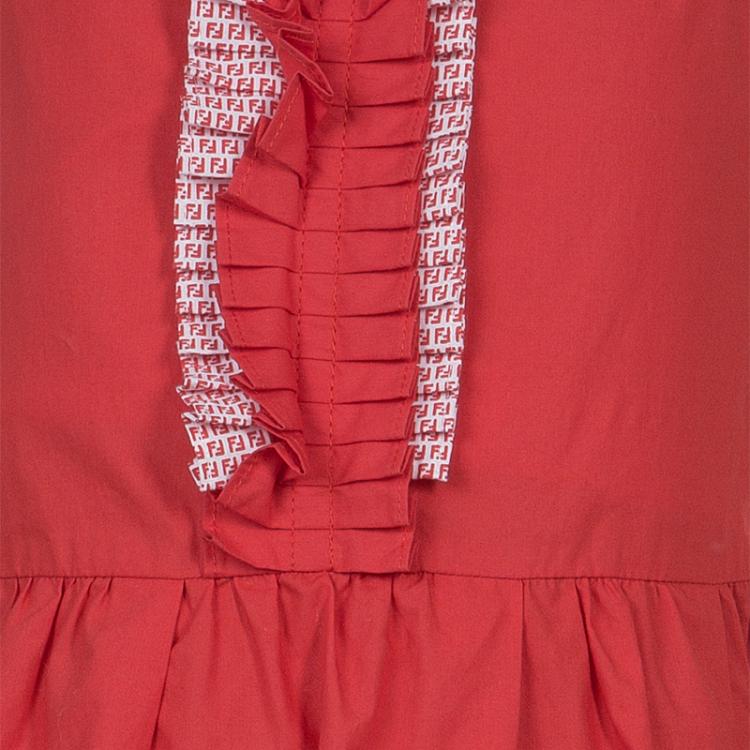 Pre Owned Fendi Red Pinafore Dress Size 6 Yrs