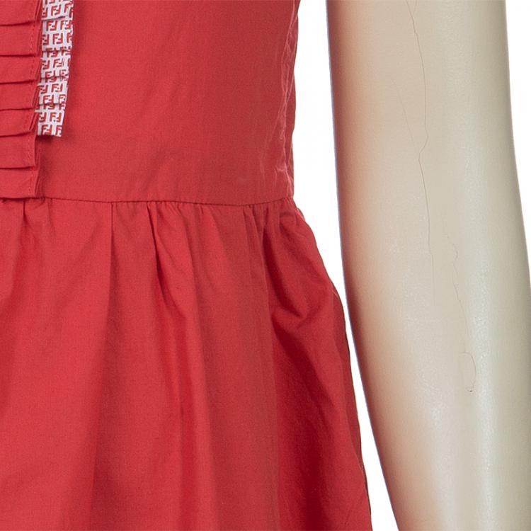 Pre Owned Fendi Red Pinafore Dress Size 6 Yrs