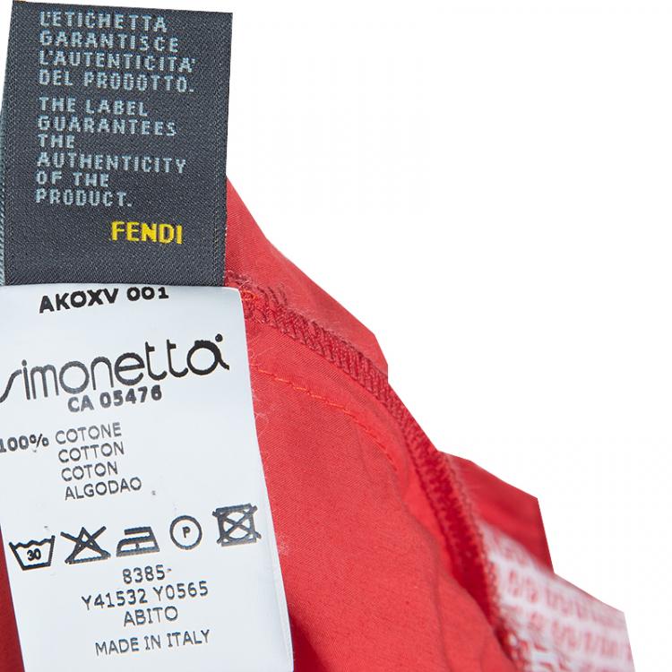 Pre Owned Fendi Red Pinafore Dress Size 6 Yrs