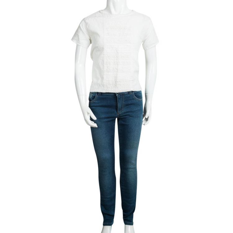 Pre Owned Gucci Indigo Faded Effect Denim Slim Fit Jeans 8 Yrs