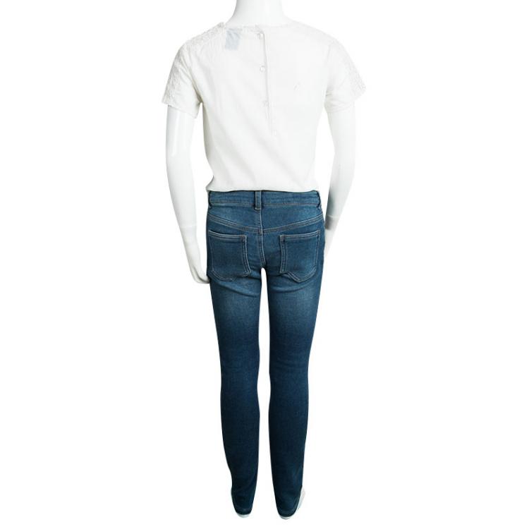 Pre Owned Gucci Indigo Faded Effect Denim Slim Fit Jeans 8 Yrs