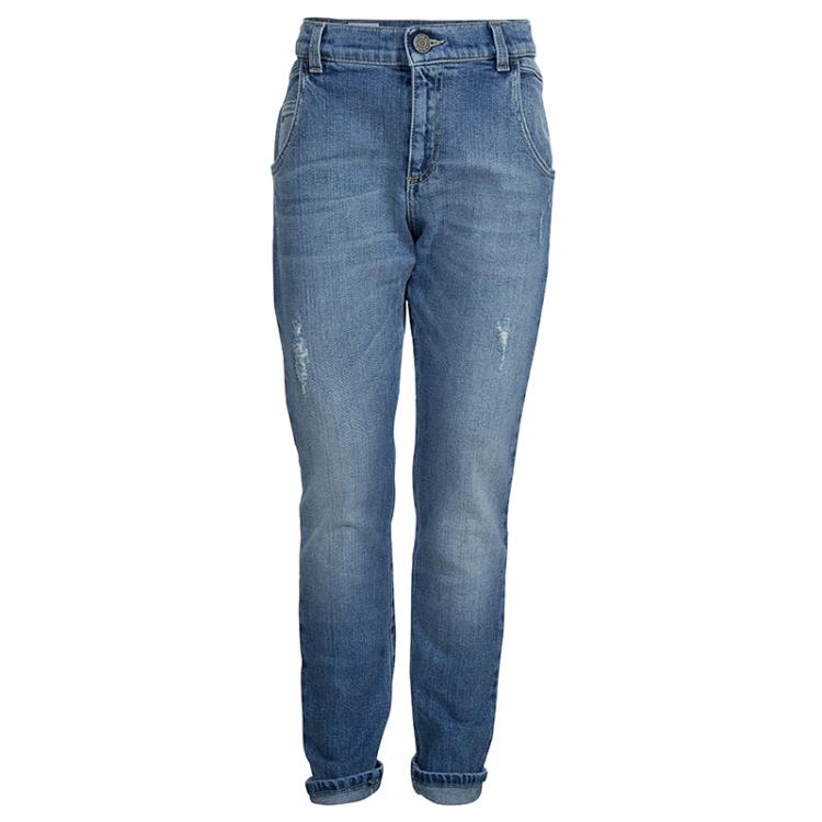 Pre Owned Gucci Indigo Light Wash Distressed Denim Skinny Jeans 8 Yrs