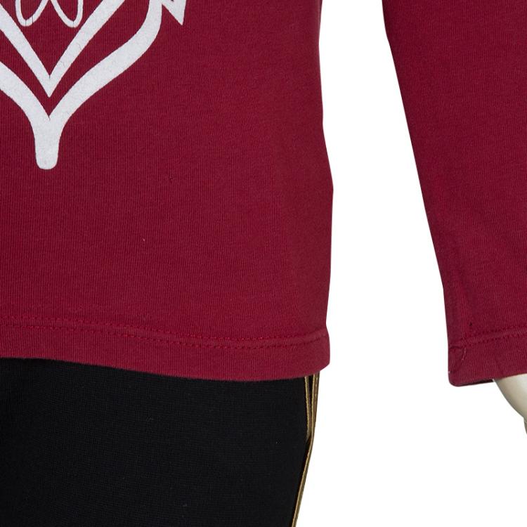 Pre Owned Gucci Red Graphic Print Long Sleeve Knit Top 4 Yrs