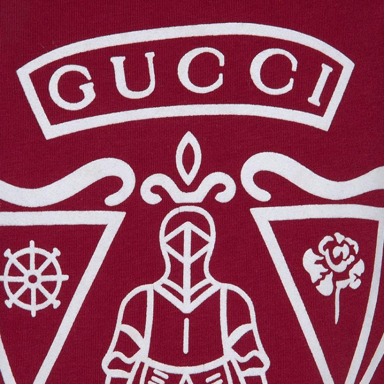 Pre Owned Gucci Red Graphic Print Long Sleeve Knit Top 4 Yrs