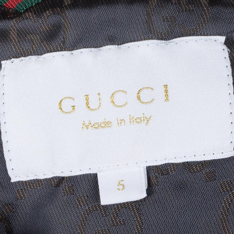 Pre Owned Gucci Brown Leather Bomber Jacket 5 Yrs