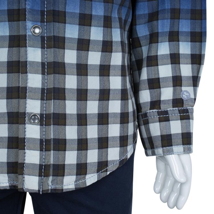 Pre Owned Gucci Multicolor Checked Dip Dyed Long Sleeve Buttondown Cotton Shirt 5 Yrs