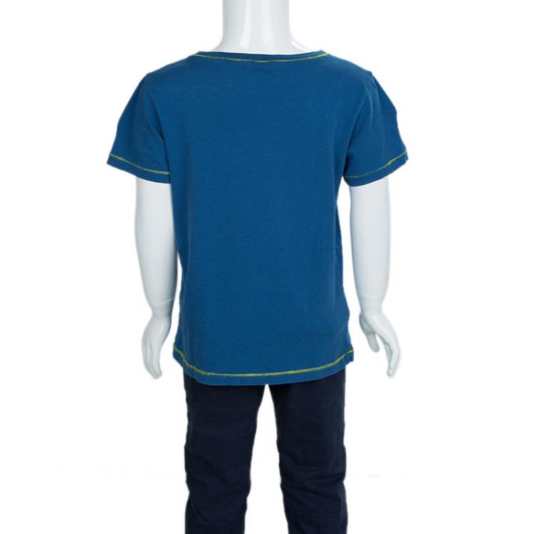 Pre Owned Gucci Blue Robot Print Crew Neck T-Shirt 6 Yrs