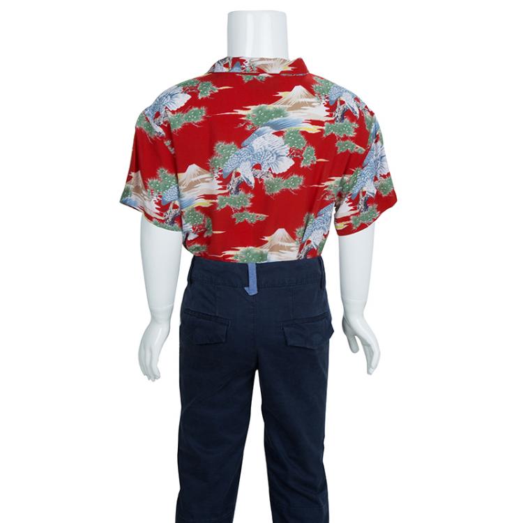 Pre Owned Gucci Multicolor Eagle Print Short Sleeve Buttondown Shirt 8 Yrs