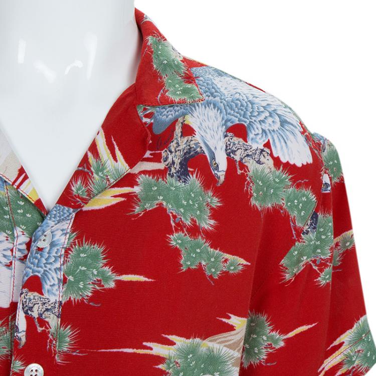 Pre Owned Gucci Multicolor Eagle Print Short Sleeve Buttondown Shirt 8 Yrs